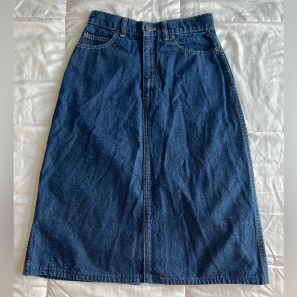 80s Vintage Calvin Klein Denim Skirt | 100% Cotton | Midi Length | Size 6 - Picture 2 of 15